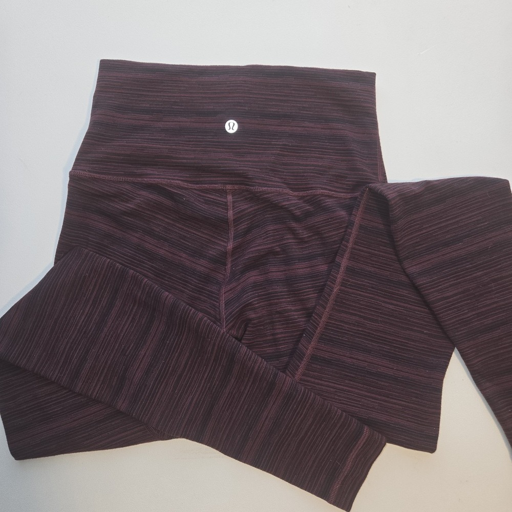 Lululemon High Times Pant 30" Cyber Red Bordeaux Drama Sz 6 Long Ankle Striped - Picture 8 of 9